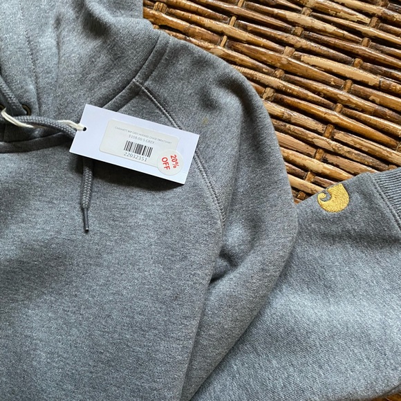 NWT Carhartt WIP Chase Hooded Sweatshirt in Heather Gray - Picture 4 of 6